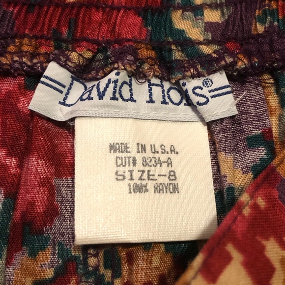 Vtg 90s David Hollis Digital Floral Pleat Front Maxi Skirt - Picture 8 of 10